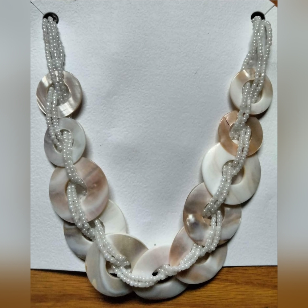 Pearl White Beige 24.5" Necklace With Extender New Gift Present